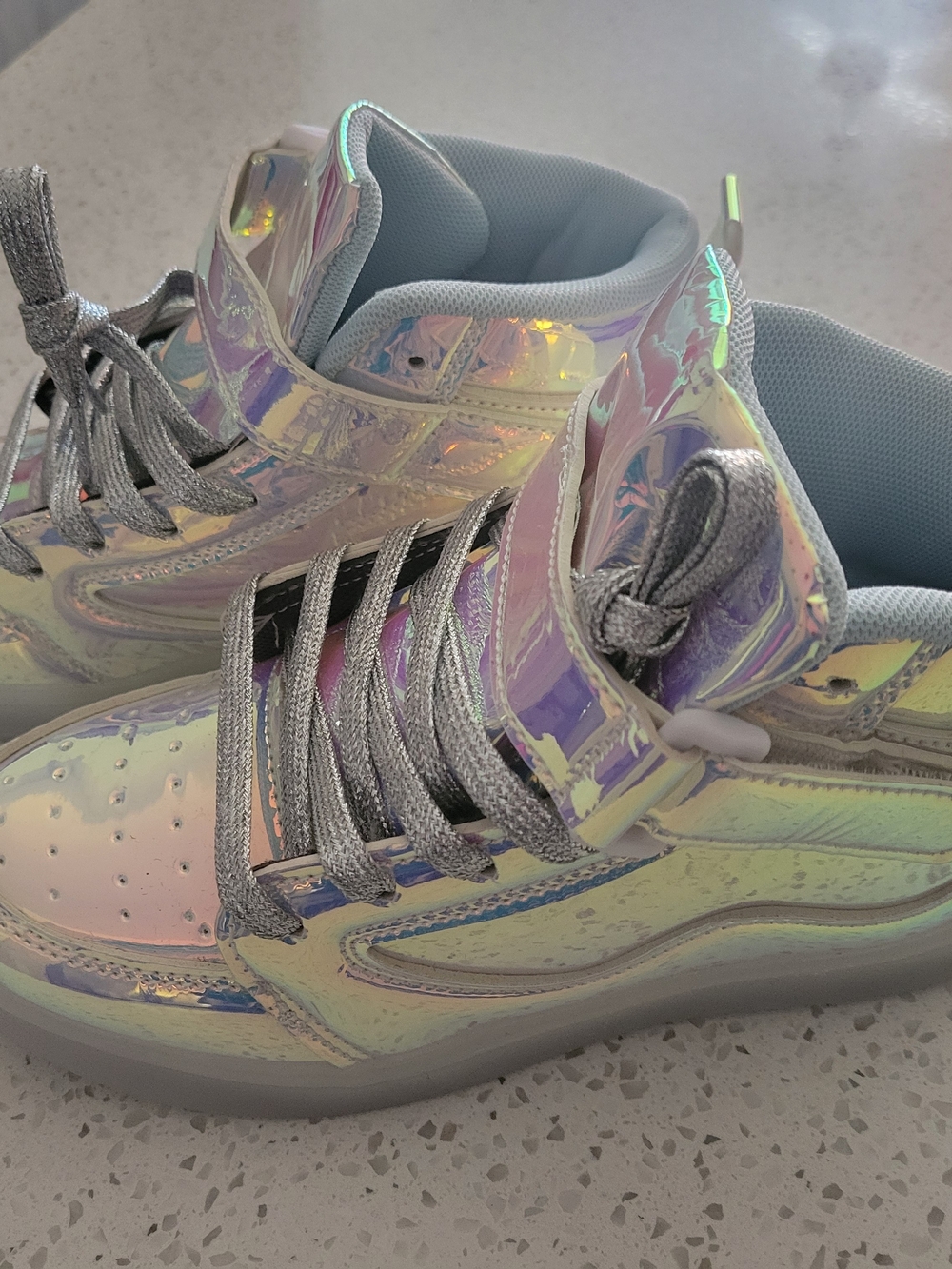 Adult Iridescent Light-Up High-Top Sneakers - Silver